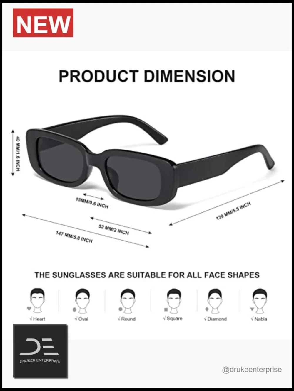 Rectangle Sunglasses Retro Y2K UV Protection Square Frame Unisex